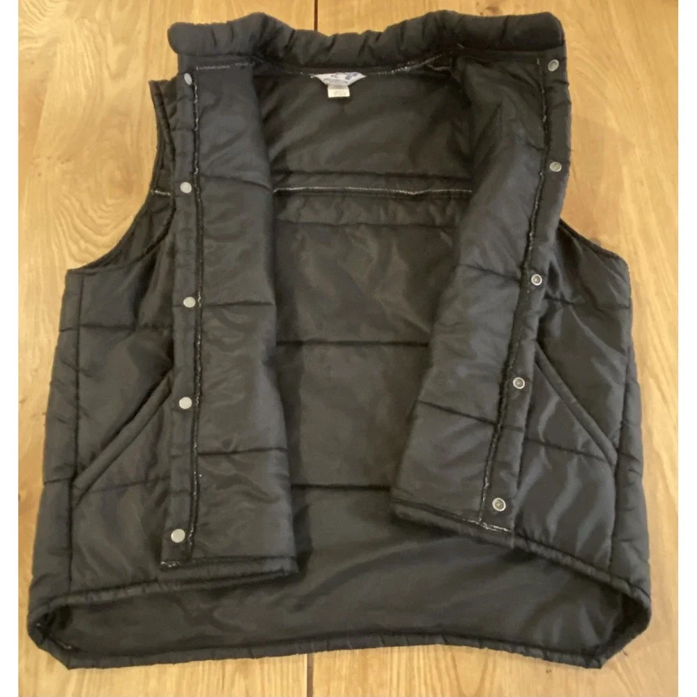 Vintage Swingster Snap Down Puffer Vest Mens XL‎ Fisher Snowplows Button Snap